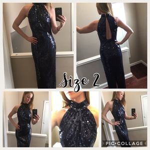🌟 navy sequin formal gown